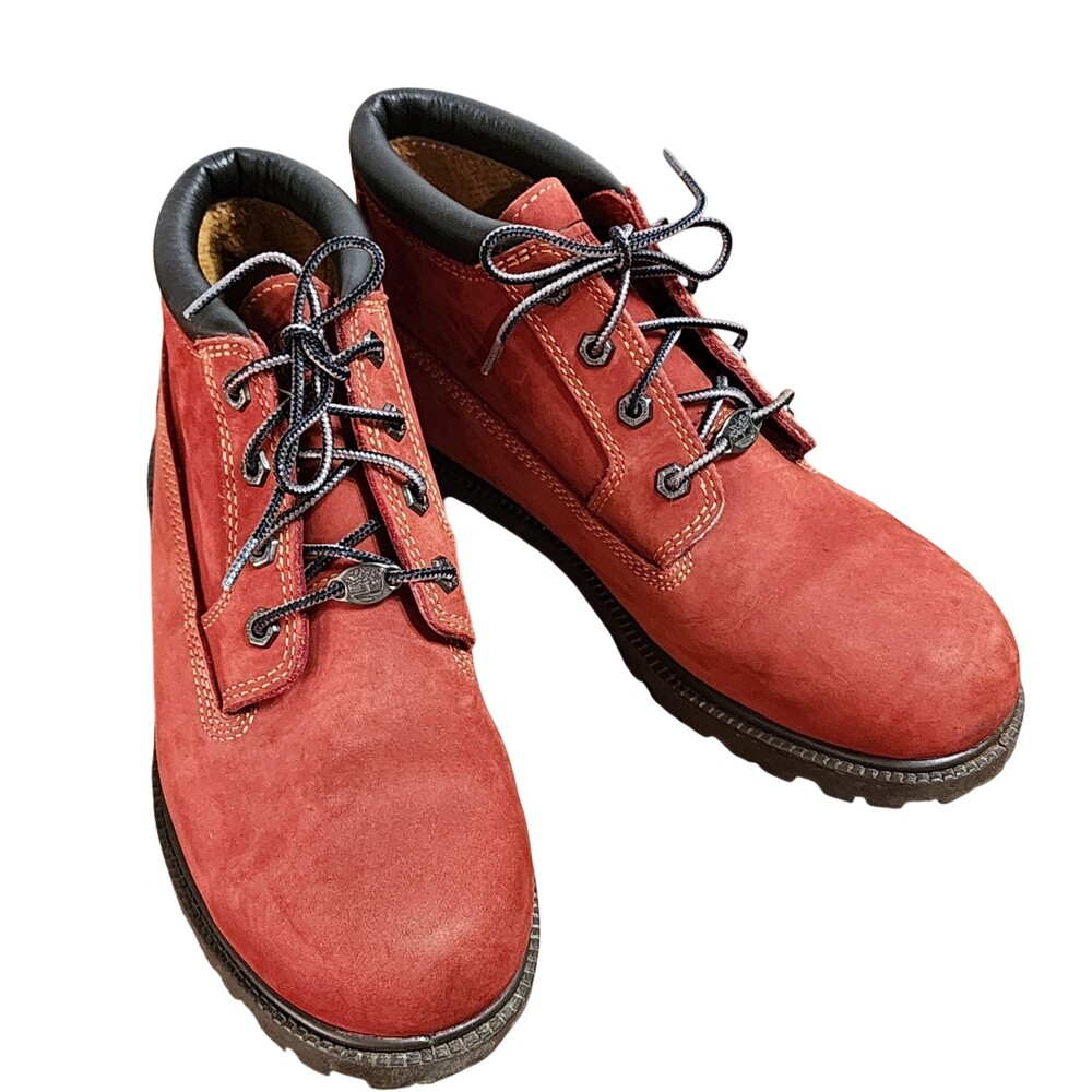 Timberland Boots Womens Sz 10 Red Leather Waterproof 20305 Nellie Chukka Hiking